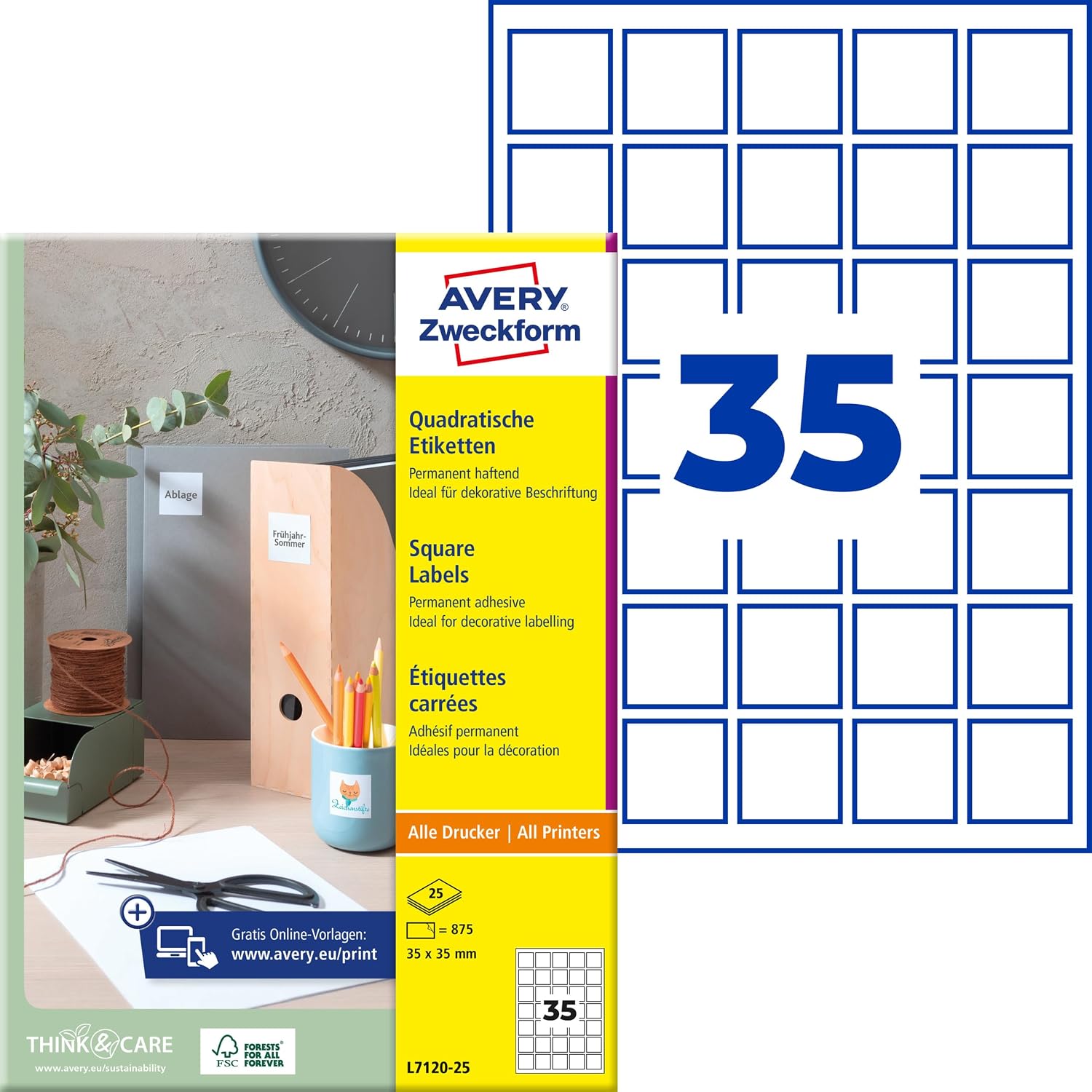 Avery Zweckform L7120-25 QR Code Labels 35 x 35 mm