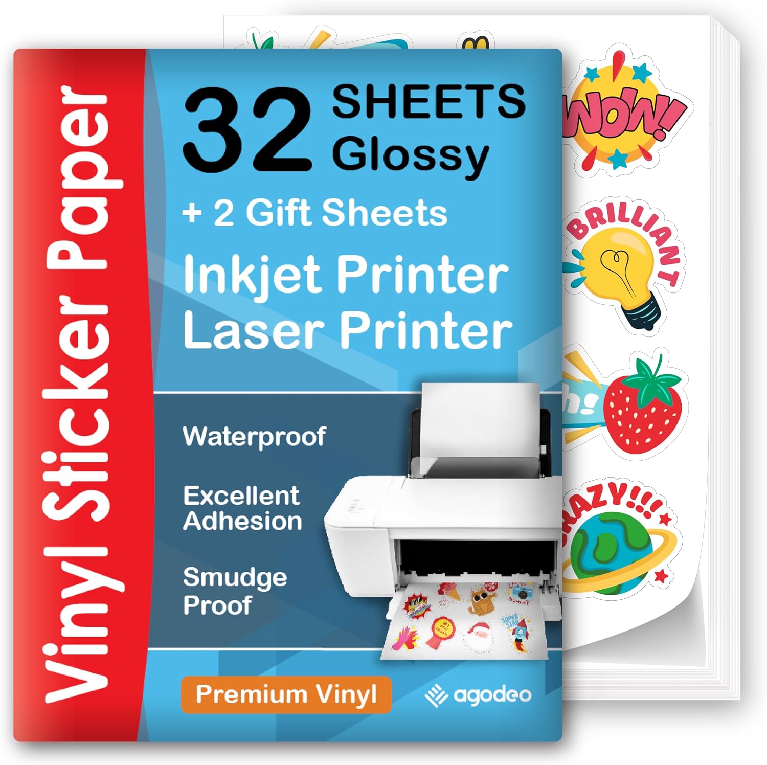 High Quality Vinyl Sticker Paper for Printing, Glossy, Waterproof