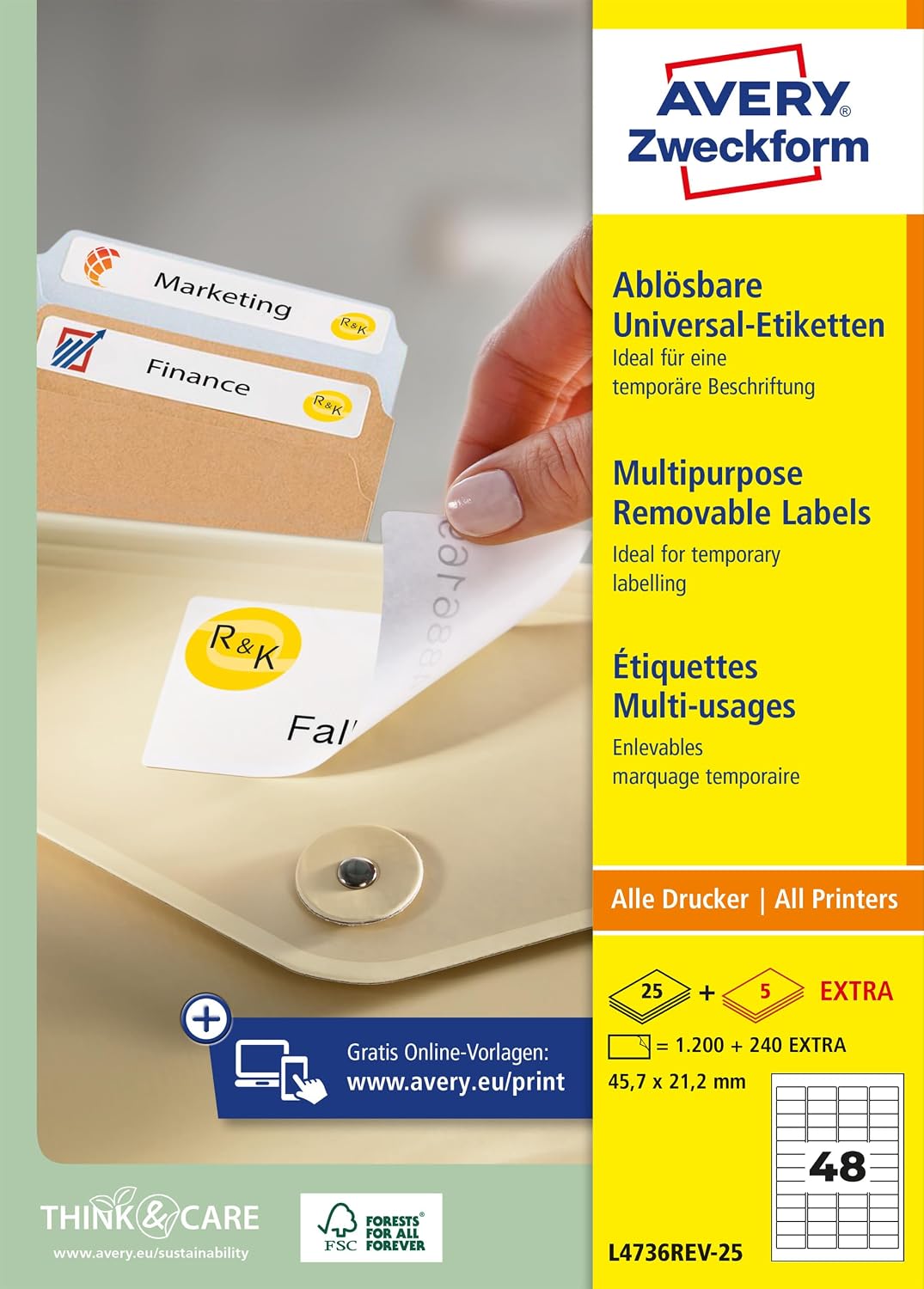Avery Zweckform Multi-Purpose Removable Labels for all A4 Printers, 45.7 x 21.2 mm weiß (wiederablösbar) – Bild 9