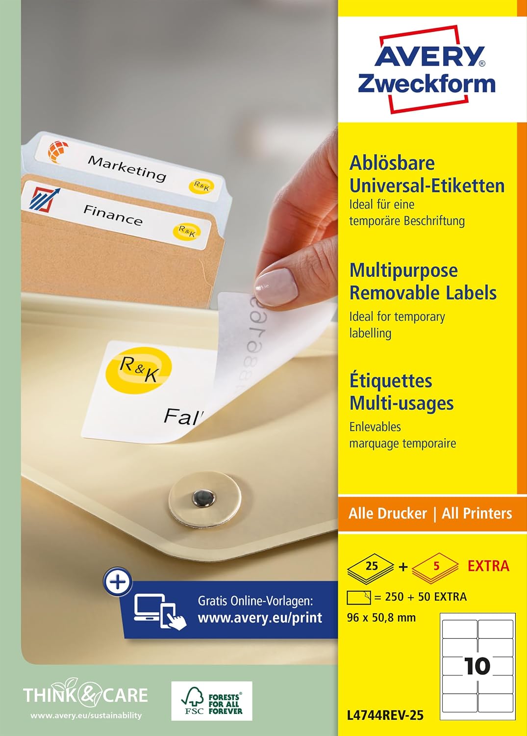 Avery Zweckform L4744REV-25 Universal Labels 25 Sheets / 250 Labels / 96 x 50.8 mm White – Bild 10