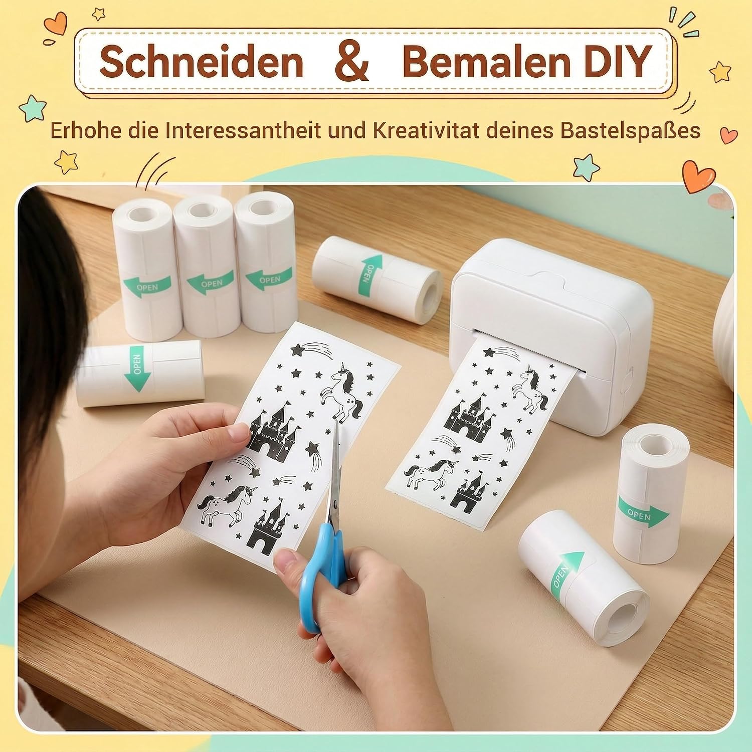 8 Rolls Mini Printer Rolls 57 x 25 mm Thermal Paper Self-Adhesive White – Bild 2