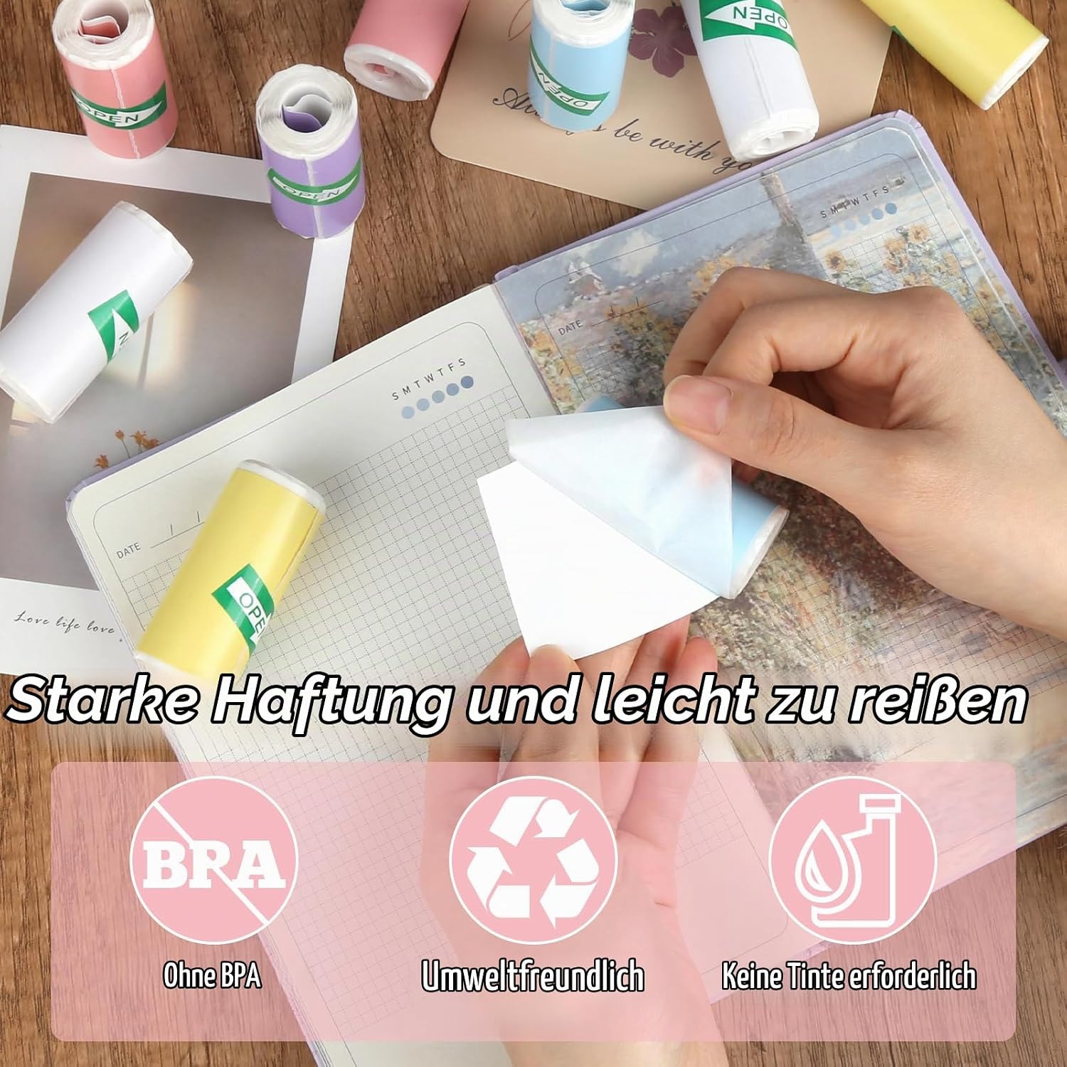 21 Rolls Thermal Paper Self-Adhesive 5 Colours Thermal Rolls 57 x 25 mm – Bild 4