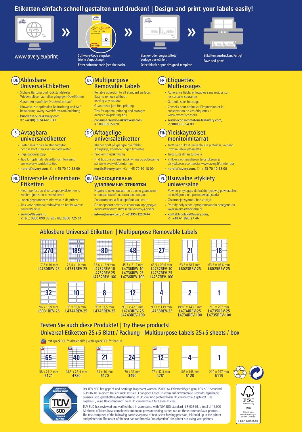 Avery Zweckform L6023REV-25 Removable Labels Company Labels to Identify Brochures 63.5 x 38.1 mm 25 Sheets – Bild 11