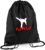 Gym Bag with Name for Children | Karate Martial Arts Motif | Personalised & Print | Sports Bag Shoe Bag Boys Girls (Black)