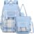 Tanou Backpack School Girls Teenagers Large School Backpack Set with Student Shoulder Bag, Checked Pattern Casual Daypack Kids School Bag for Girls, 26 L, Blue
