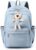 Versatile Nylon School Backpack for Girls School Bag for Middle School Relief Boys Blue School Bag with Removable Bear Pendant