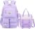 School Backpack Girls 2 Pieces, 29 Litre Backpack School Teenager, School Bag for Girls 3rd 5th to 7th Grade, School Bag Set with Shopping Bag, 47 cm, purple, Rucksack Backpacks
