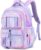 Tanou School Bag Girls Backpack School Girls School Backpack for Girls 1st to 4th Grade Breathable Water Resistant Nylon Kids School Bag, purple, Rucksack