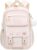 FANDARE Children’s Backpack School Backpack for Girls School Bag with Cute Badge Boy Teenager School Bag Backpack Book Bags School Daypack Lightweight Backpack School Daypacks Beige