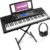 MAX Rhapsody61P MIDI Keyboard Piano with 61 Keys and Pitch Wheel, Keyboard with Stand and Headphones, Touch Dynamics, LCD Display, Learning Function, 8h Battery, 40 Demo Songs for Beginners, 300 Sounds