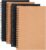 Notepad A5 Spiral Notebook Blank Sketch Pad Kraft Paper Cover Writing Pad Drawing Pad 100 Pages/50 Sheets for Travel School and Office 21 x 14 cm, 4 Packs (Brown and Black)