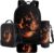 4 Pieces School Bag Set for Teens, Backpack and Lunch Bag Set for Student, Travel Bookbag for Kids, Black Wolf, School bag set