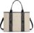 Missnine Tote Bag Canvas Laptop Bag 15.6 Inch Briefcase for Women Large Capacity Handbag for Office School Travel, Black + Beige, Elegant