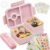 Bugucat Children’s Lunch Box with Compartments, 1300 ml, Leak-Proof Lunch Box Children with 16 Stickers, Bento Box with Cutlery Set, Lunch Box, Lunch Box, Breakfast Box for Girls and Boys, Pink