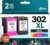 302XL Printer Cartridges Replacement for HP 302 Printer Cartridges Multipack for HP 302 XL DeskJet 3630 3636 3638 3639 1110 2130 3633 Envy 4525 4520 4522 4527 OfficeJet 3831 38 30 38 33 5230 (2-Pack)