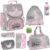 Familando Ballerina Girls‘ School Bag, Set of 9 Pieces Scooli Campus Fit School Bag with Lunch Box, Drinking Bottle, Sports Bag and Rain Cover, Ballet Princess
