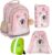 Goldkids – School Bag for Boys and Girls, Set of 4 – School Backpack for Children with Pencil Case – Shoe Bag and Rain Cover – Cat Motif – 1-3 Class
