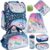 Familando Girls School Bag Set 8 Pieces Ergonomic Satchel with Reflectors from 1st Grade with Pencil Case and Gym Bag, Magic Unicorn – Unicorn, School bag set