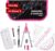 DynaTech Compass Set Geometry Set 13 Pieces with Quick Adjusting Compass, Set Square, Parabola, Pencil, Ruler, Sharpener and Replacement Leads in Case Pink – Practical Mathematics Set Including Pencil Case