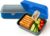 MEBY Set of 2 Lunch Boxes – Lunch Box for Children & Adults – BPA-Free, Dishwasher Safe, Microwave Safe – Robust Snack Box/Breakfast Box with Interchangeable Lid. Made in Germany (Blue & Grey)