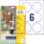 AVERY Zweckform 6229-10 Round Labels (60 Adhesive Dots, Diameter 80 mm on A4, Round Stickers for Printing, Self-Adhesive Product Labels, Permanent Adhesive Jam Labels), 10 Sheets, White