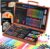 Shuttle Art 106 Piece Painting Set, Deluxe Painting Case with Colouring Pencil, Oil Pastel, Watercolour Paints, Wax Crayons, Colouring Book, Watercolour Pad, Wooden Case, Artist Case, Painting Set for Children and Adults