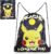 Pokemon Children’s Gym Bag, Black Bag Backpack with Pikachu, Glow in the Dark Backpack Bag, Gym, Festival and Swimming Gym Bag with Drawstring, Shoe Bag Sport Large