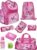 Familando School Bag 1st Class · Ergonomic Satchel · School Bag for Boys and Girls (9-Piece Set with Sports Bag, Butterfly Butterflies Pink)